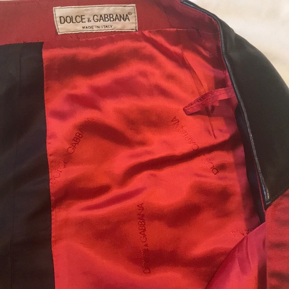 Vintage Dolce & Gabbana Red Pencil Skirt w Leather - Picture 7 of 7
